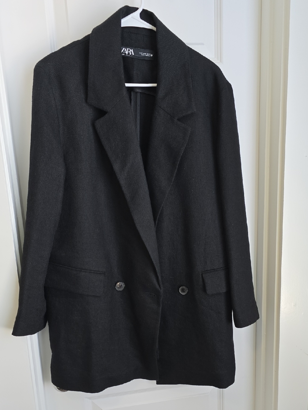 ZARA Black Double-Breasted Blazer Jacket